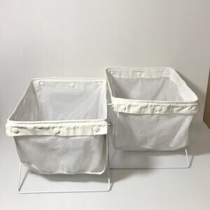 White Medium Size Collapsible Storage Units Set of 2